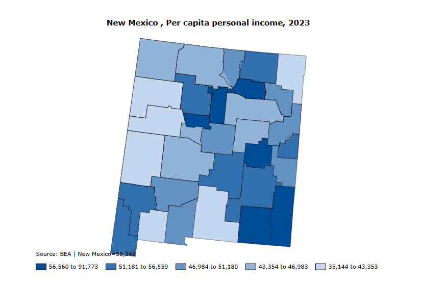 New Mexico per Capita Income Map